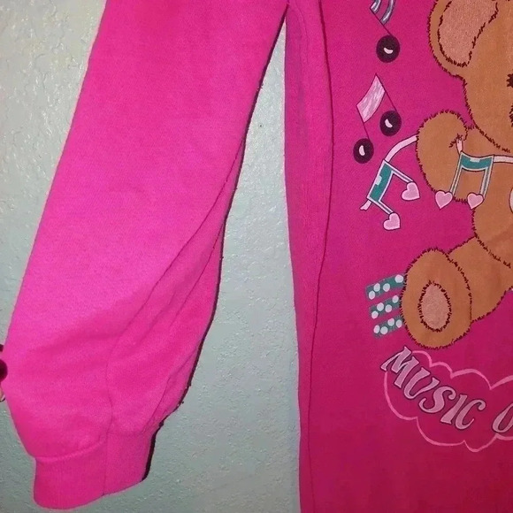 Vintage 80’s Pink Comfy Club Bear Sweater Long Sleeve Nightgown Size Medium - Picture 5 of 7